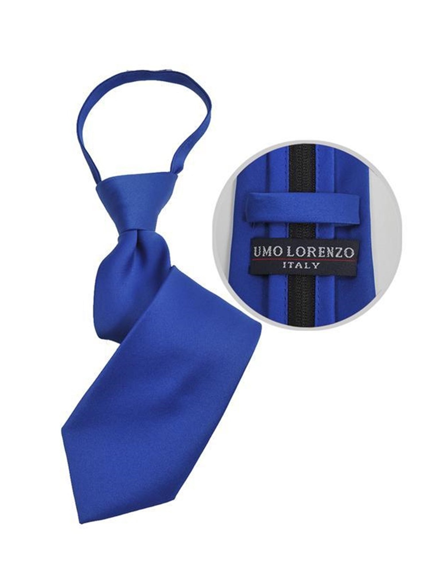Boy's Solid Color Pre-tied Zipper Neck Tie Dapper Neckwear TheDapperTie Royal Blue 8" x 2" 