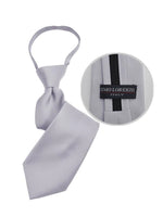 Load image into Gallery viewer, Boy&#39;s Solid Color Pre-tied Zipper Neck Tie Dapper Neckwear TheDapperTie Silver 8&quot; x 2&quot; 

