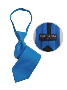 Boy's Solid Color Pre-tied Zipper Neck Tie Dapper Neckwear TheDapperTie Turquoise 8" x 2" 