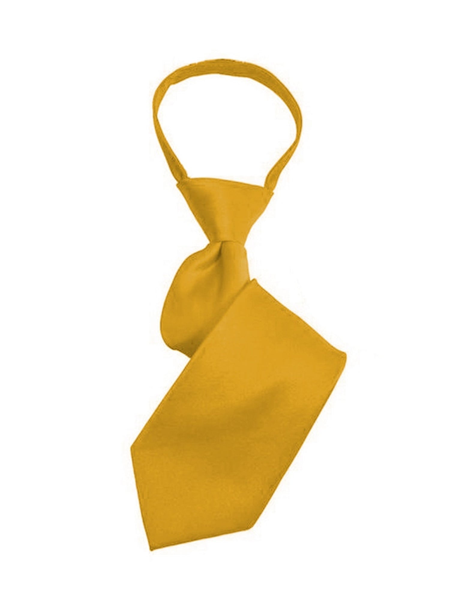 Boy's Solid Color Pre-tied Zipper Neck Tie Dapper Neckwear TheDapperTie Yellow 8" x 2" 
