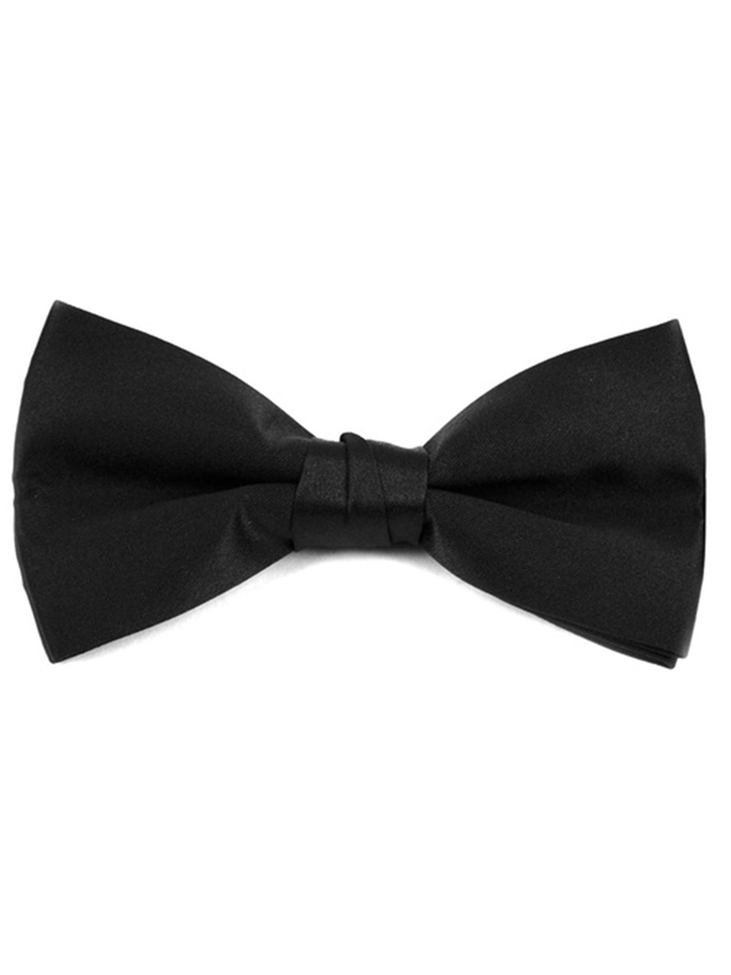 Men's Black Pre-tied Clip On Bow Tie - Formal Tuxedo Solid Color Men's Solid Color Bow Tie Alexander Logan Black One Size 