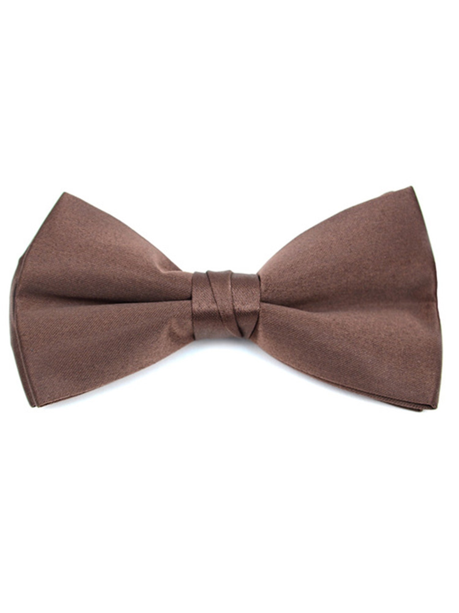 Young Boy's Pre-tied Clip On Bow Tie - Formal Tuxedo Solid Color Boy's Solid Color Bow Tie TheDapperTie Brown One Size 