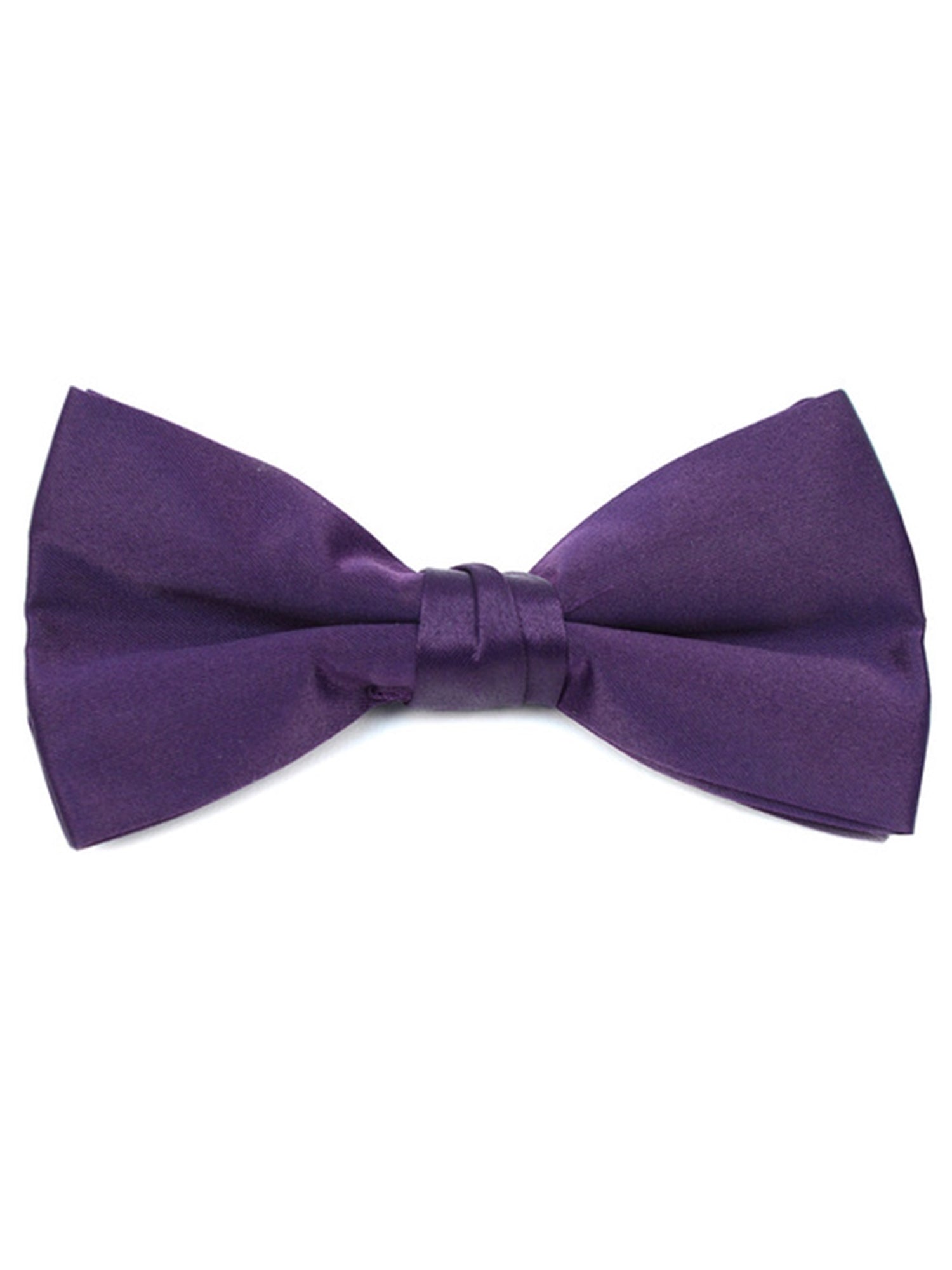 Young Boy's Pre-tied Clip On Bow Tie - Formal Tuxedo Solid Color Boy's Solid Color Bow Tie TheDapperTie Dark Purple One Size 