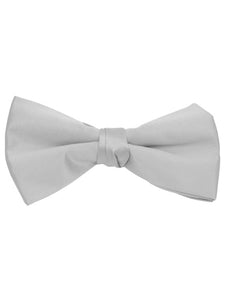 Young Boy's Pre-tied Clip On Bow Tie - Formal Tuxedo Solid Color Boy's Solid Color Bow Tie TheDapperTie Silver One Size 