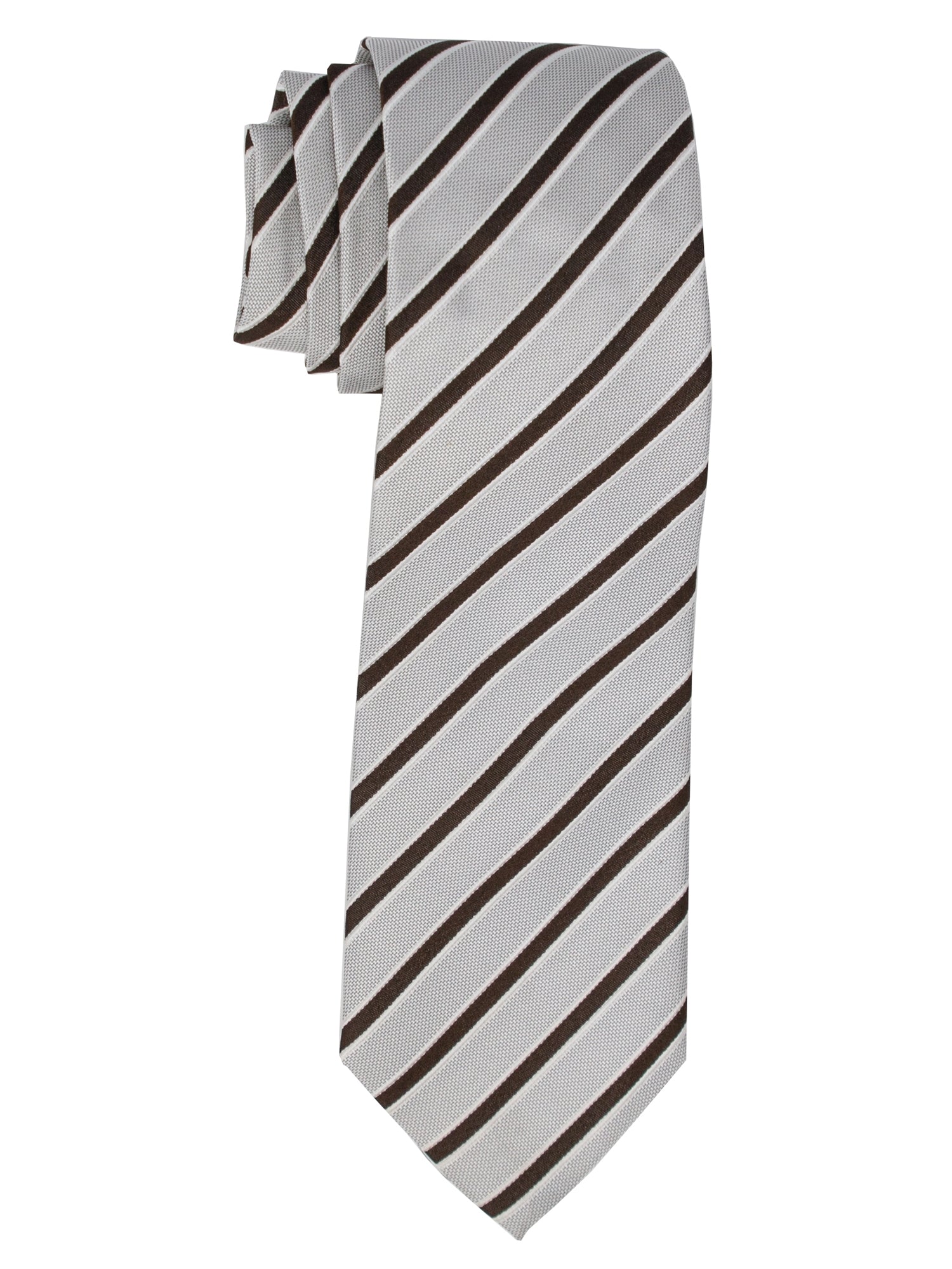 Men's Silk Woven Wedding Neck Tie Collection Neck Tie TheDapperTie White And Dark Brown Stripes Regular 