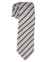 Load image into Gallery viewer, Men&#39;s Silk Woven Wedding Neck Tie Collection Neck Tie TheDapperTie White And Dark Brown Stripes Regular 
