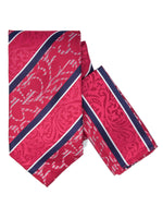 Load image into Gallery viewer, Men&#39;s Silk Woven Wedding Neck Tie With Handkerchief Neck Tie TheDapperTie Red And Navy Stripe Regular 
