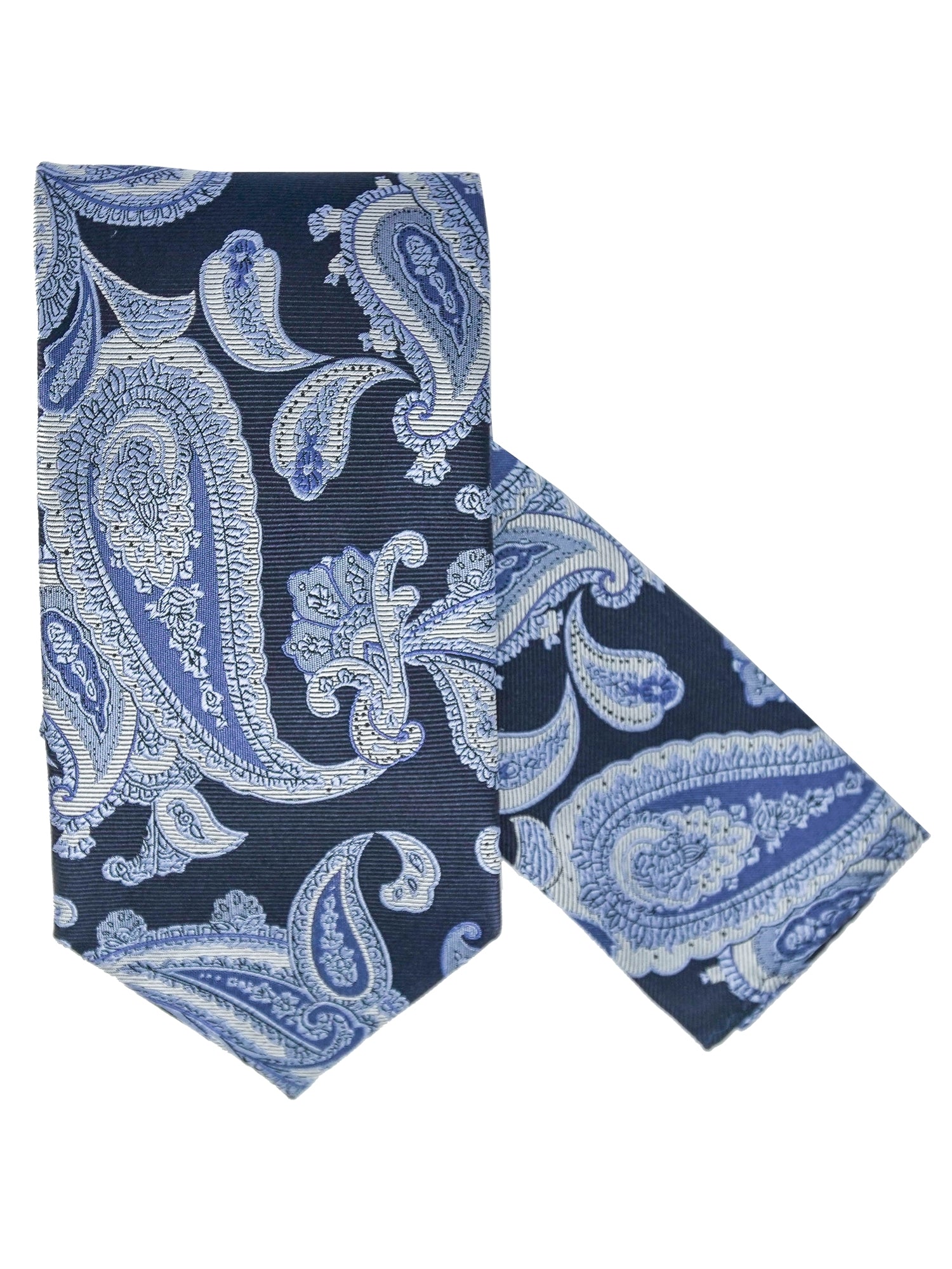 Men's Silk Woven Wedding Neck Tie With Handkerchief Neck Tie TheDapperTie Blue And Navy Paisley Regular 