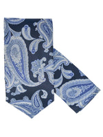 Load image into Gallery viewer, Men&#39;s Silk Woven Wedding Neck Tie With Handkerchief Neck Tie TheDapperTie Blue And Navy Paisley Regular 
