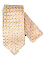 Load image into Gallery viewer, Men&#39;s Silk Woven Wedding Neck Tie With Handkerchief Neck Tie TheDapperTie Yellow &amp; Orange Geometric Regular 
