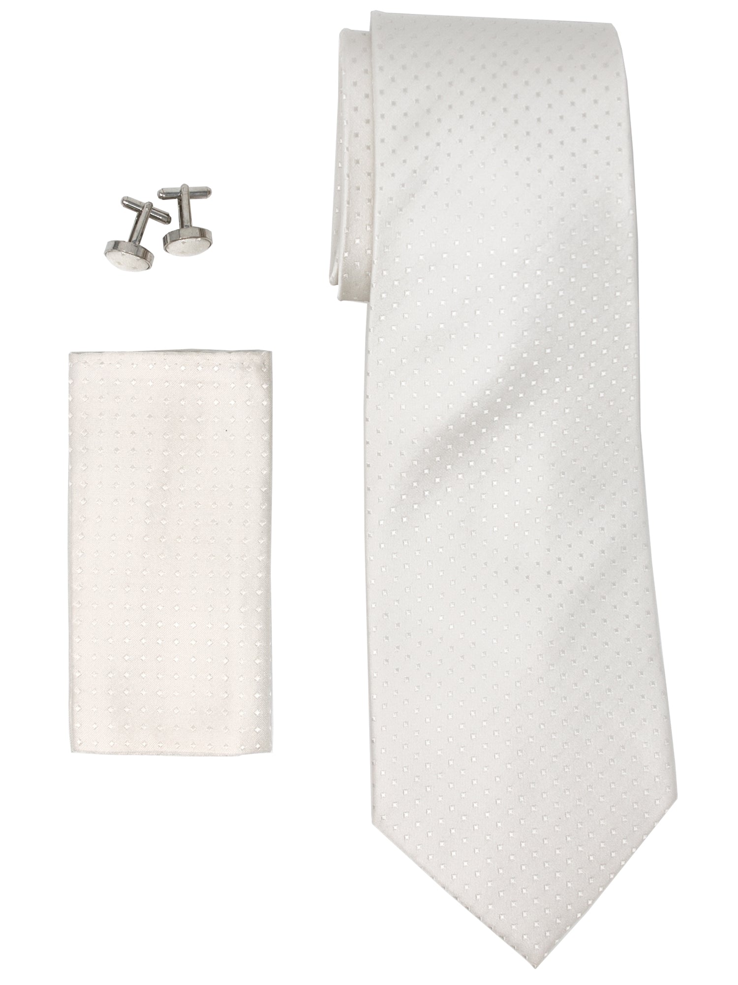Men's Silk Neck Tie Set Cufflinks & Hanky Collection Neck Tie TheDapperTie Beige With Dots Regular 