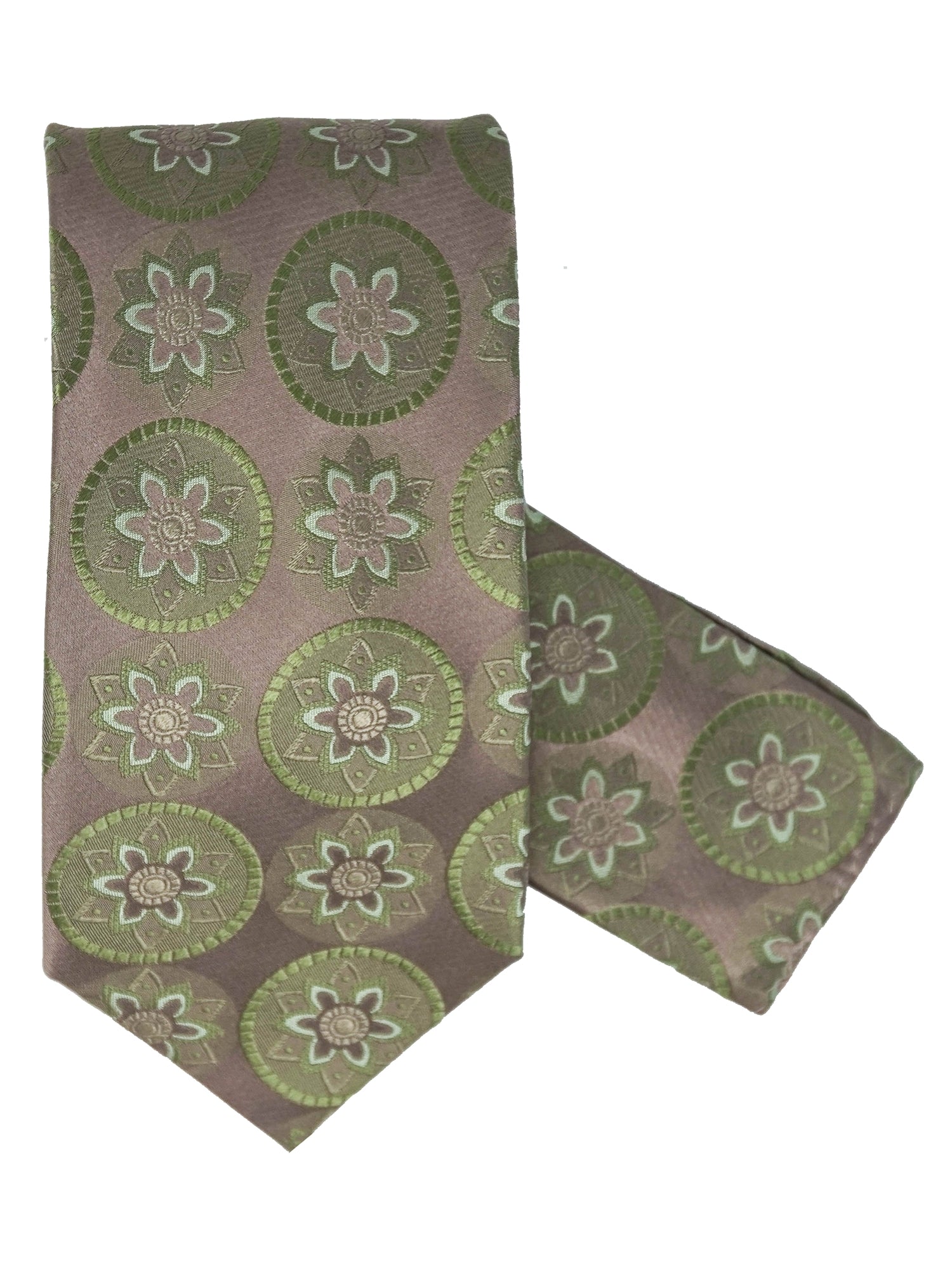 Men's Silk Woven Wedding Neck Tie With Handkerchief Neck Tie TheDapperTie Brown & Green Geometric Regular 