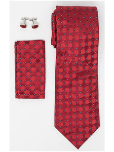 Men's Silk Neck Tie Set Cufflinks & Hanky Collection Neck Tie TheDapperTie Red And Black Geometric 2 Regular 
