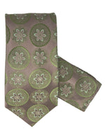 Load image into Gallery viewer, Men&#39;s Silk Woven Wedding Neck Tie With Handkerchief Neck Tie TheDapperTie Brown &amp; Green Geometric Regular 
