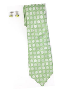 Men's Silk Wedding Neck Tie And Cufflinks set Collection Neck Tie TheDapperTie Green Polka Dots Regular 