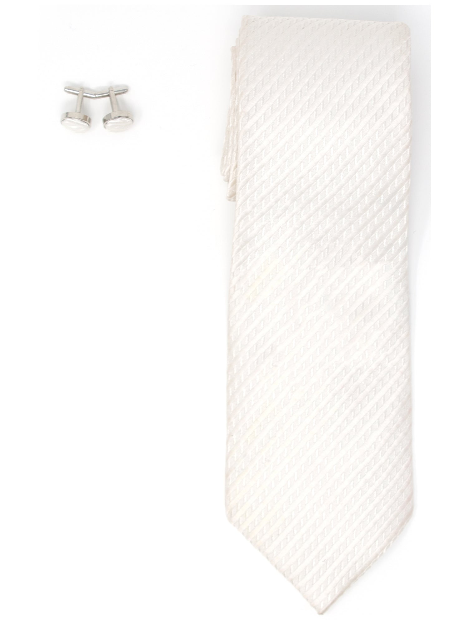 Men's Silk Wedding Neck Tie And Cufflinks set Collection Neck Tie TheDapperTie Off White Textured Solid Regular 