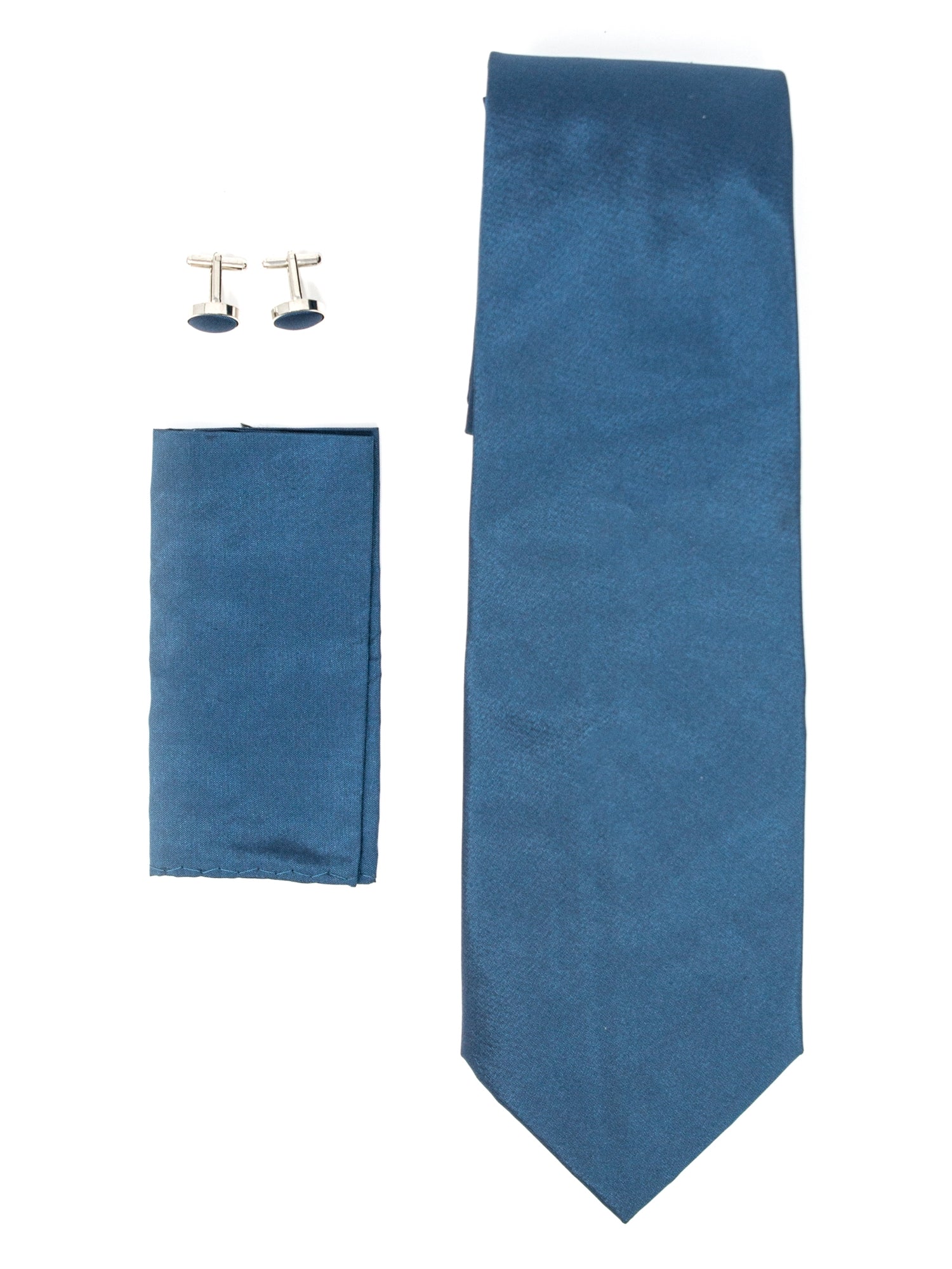 Men's Silk Neck Tie Set Cufflinks & Hanky Collection Neck Tie TheDapperTie Blue Solid Regular 