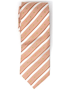 Men's Silk Woven Wedding Neck Tie Collection Neck Tie TheDapperTie Light Brown, White And Green Stripes Regular 