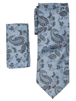 Load image into Gallery viewer, Men&#39;s Silk Woven Wedding Neck Tie With Handkerchief Neck Tie TheDapperTie Grey And Black Paisley Regular 
