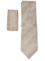 Load image into Gallery viewer, Men&#39;s Silk Woven Wedding Neck Tie With Handkerchief Neck Tie TheDapperTie Ivory Paisley Regular 
