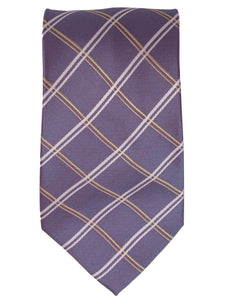 Men's Silk Woven Wedding Neck Tie Collection Neck Tie TheDapperTie Purple, White And Yellow Checks Regular 