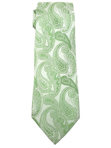 Men's Silk Woven Wedding Neck Tie Collection Neck Tie TheDapperTie Green And White Paisley Regular 