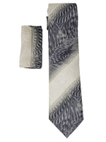 Load image into Gallery viewer, Men&#39;s Silk Woven Wedding Neck Tie With Handkerchief Neck Tie TheDapperTie Black, Off White Geometric Regular 
