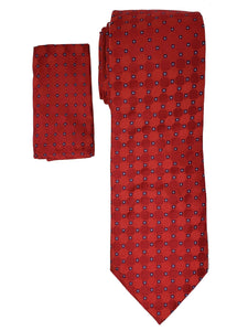Men's Silk Woven Wedding Neck Tie With Handkerchief Neck Tie TheDapperTie Red, Navy & White Geometric Regular 