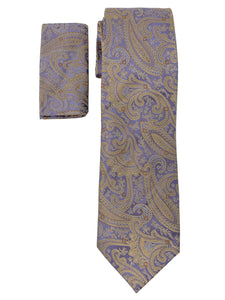 Men's Silk Woven Wedding Neck Tie With Handkerchief Neck Tie TheDapperTie Purple And Brown Paisley Regular 