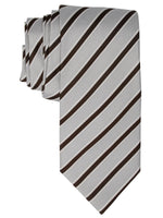 Load image into Gallery viewer, Men&#39;s Silk Woven Wedding Neck Tie Collection Neck Tie TheDapperTie White And Brown Stripes Regular 
