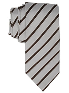 Men's Silk Woven Wedding Neck Tie Collection Neck Tie TheDapperTie White And Brown Stripes Regular 