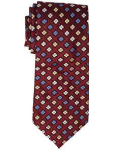 Men's Silk Woven Wedding Neck Tie Collection Neck Tie TheDapperTie Burgundy, Blue And Yellow Geometric Regular 