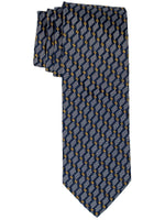 Load image into Gallery viewer, Men&#39;s Silk Woven Wedding Neck Tie Collection Neck Tie TheDapperTie Navy Blue And Yellow Geometric Regular 

