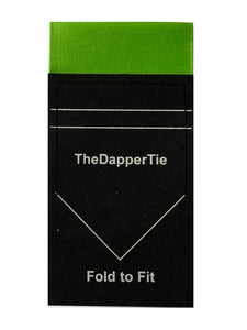 TheDapperTie - Men's Solid Color Satin Flat Double Toned Pre Folded Pocket Square on Card Prefolded Pocket Squares TheDapperTie Apple Green Regular 