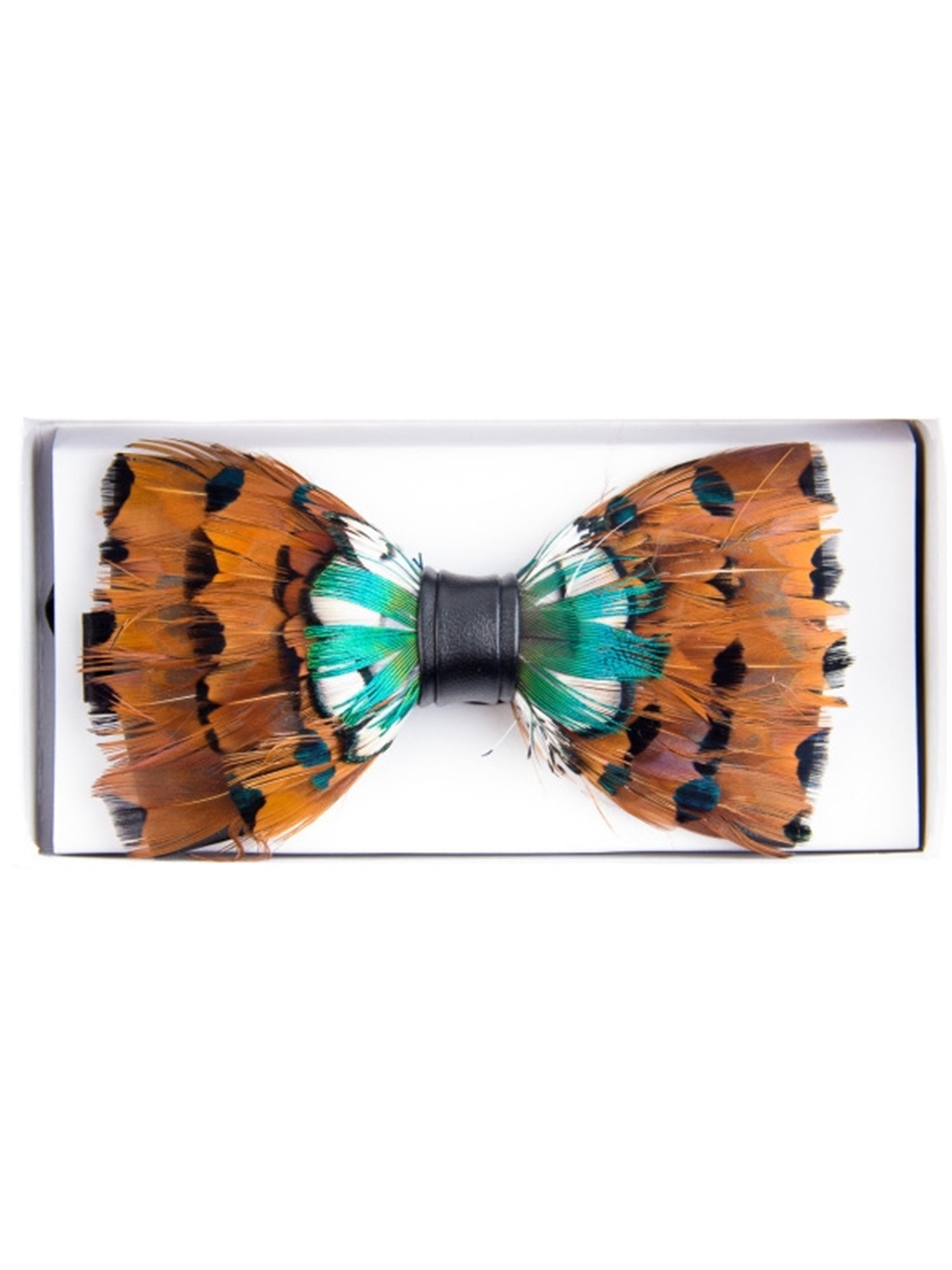 Men's Novelty Feather Banded Bow Tie Bow Tie TheDapperTie Blue And Orange One Size 
