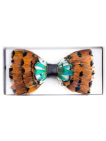 Load image into Gallery viewer, Men&#39;s Novelty Feather Banded Bow Tie Bow Tie TheDapperTie Blue And Orange One Size 

