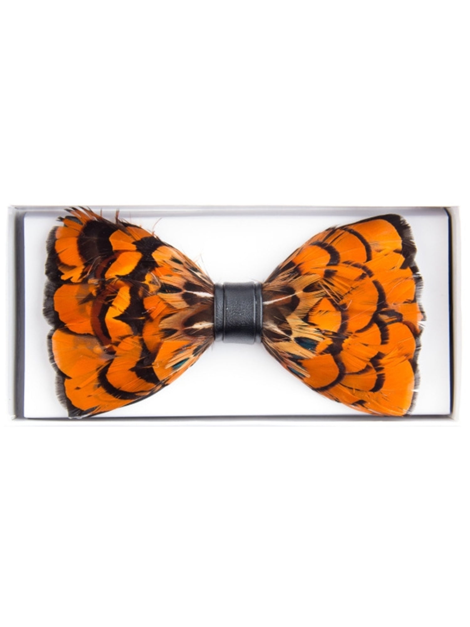 Men's Novelty Feather Banded Bow Tie Bow Tie TheDapperTie Orange And Brown One Size 
