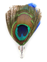Load image into Gallery viewer, Men&#39;s Peacock Feather Lapel Pin with Clutch Back Lapel Pin Umo Lorenzo Blue Regular 

