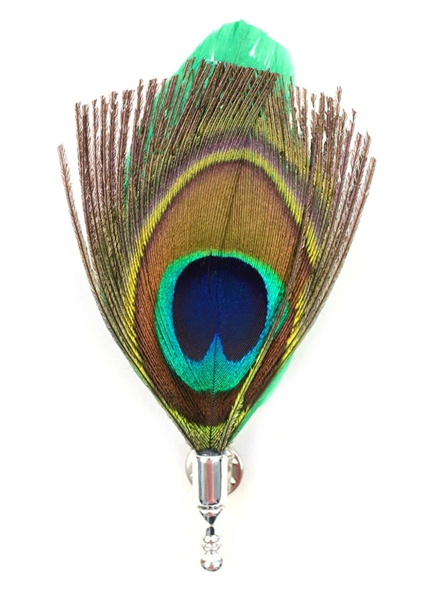 Men's Peacock Feather Lapel Pin with Clutch Back Lapel Pin Umo Lorenzo Green Regular 