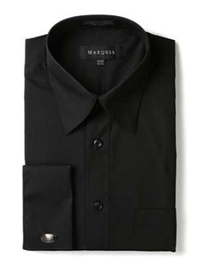 Marquis Men's Slim Fit French Cuff Dress Shirt - Cufflinks Included French Cuff Dress Shirt Marquis Black 14.5 Neck 32/33 Sleeve 