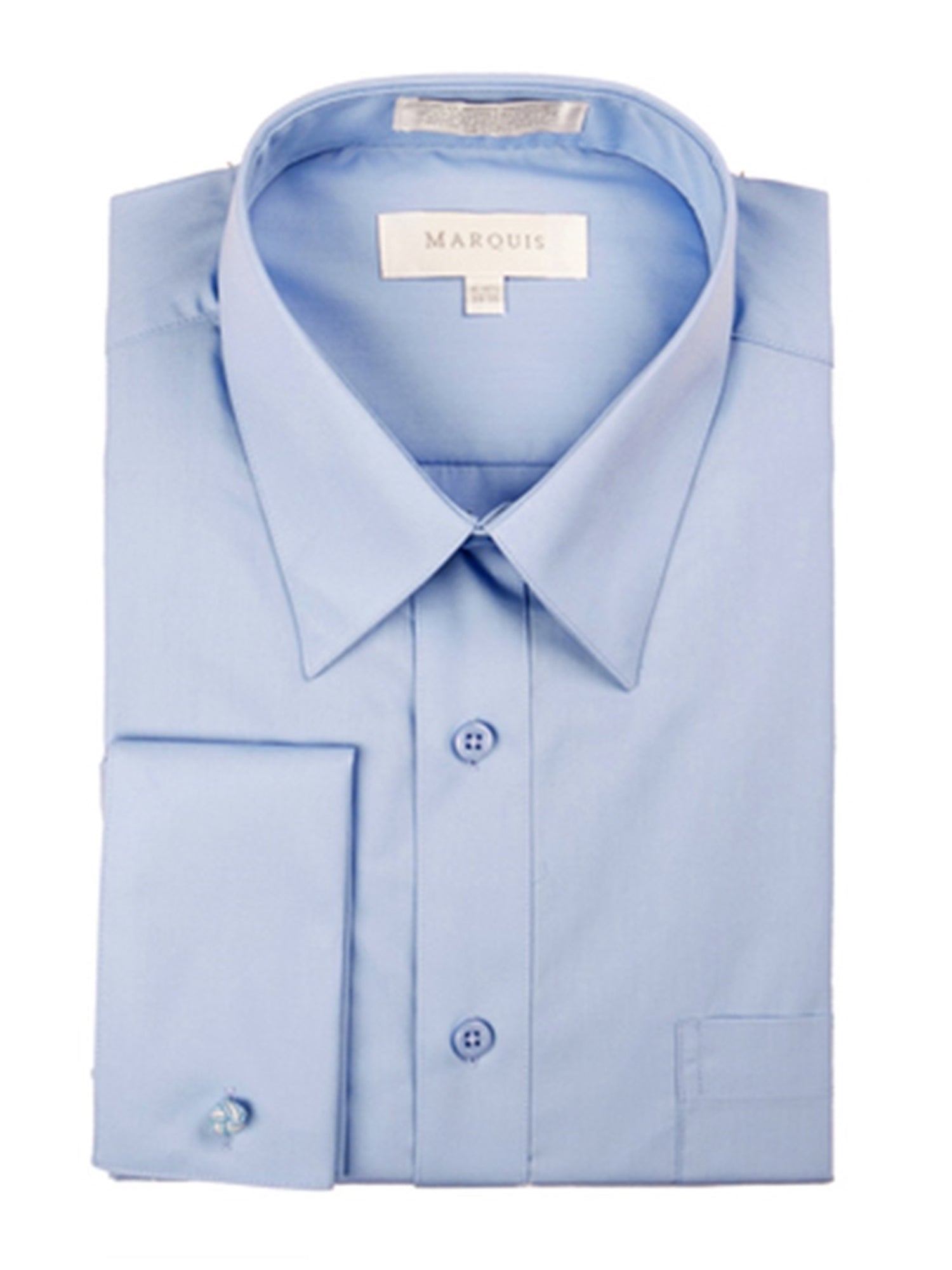 Marquis Men's Slim Fit French Cuff Dress Shirt - Cufflinks Included French Cuff Dress Shirt Marquis Light  Blue 14.5 Neck 32/33 Sleeve 