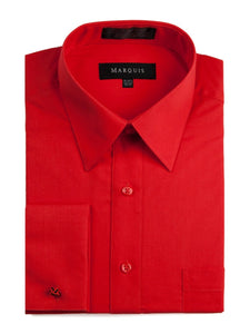 Marquis Men's Regular Fit French Cuff Dress Shirt - Cufflinks Included French Cuff Dress Shirt Marquis Red 14.5 Neck 32/33 Sleeve 