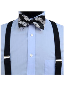 Men's Black 3 PC Clip-on Suspenders, Bow Tie & Hanky Sets Men's Solid Color Bow Tie TheDapperTie   