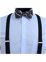 Load image into Gallery viewer, Men&#39;s Black 3 PC Clip-on Suspenders, Bow Tie &amp; Hanky Sets Men&#39;s Solid Color Bow Tie TheDapperTie   
