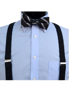 Men's Black 3 PC Clip-on Suspenders, Bow Tie & Hanky Sets Men's Solid Color Bow Tie TheDapperTie   