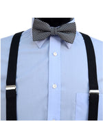 Load image into Gallery viewer, Men&#39;s Black 3 PC Clip-on Suspenders, Bow Tie &amp; Hanky Sets Men&#39;s Solid Color Bow Tie TheDapperTie   
