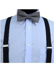 Men's Black 3 PC Clip-on Suspenders, Bow Tie & Hanky Sets Men's Solid Color Bow Tie TheDapperTie   