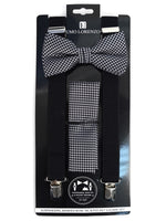 Load image into Gallery viewer, Men&#39;s Black 3 PC Clip-on Suspenders, Bow Tie &amp; Hanky Sets Men&#39;s Solid Color Bow Tie TheDapperTie Black # 5 Regular 
