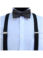 Load image into Gallery viewer, Men&#39;s Black 3 PC Clip-on Suspenders, Bow Tie &amp; Hanky Sets Men&#39;s Solid Color Bow Tie TheDapperTie   
