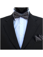 Load image into Gallery viewer, Men&#39;s Black 3 PC Clip-on Suspenders, Bow Tie &amp; Hanky Sets Men&#39;s Solid Color Bow Tie TheDapperTie   
